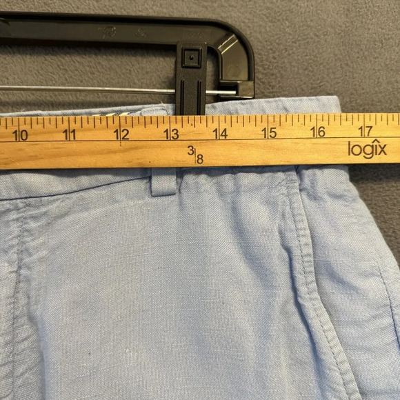 Brooks Brothers Bermuda Shorts Baird McNutt Irish Linen Blend Size 33 Solid Blue - Picture 4 of 9